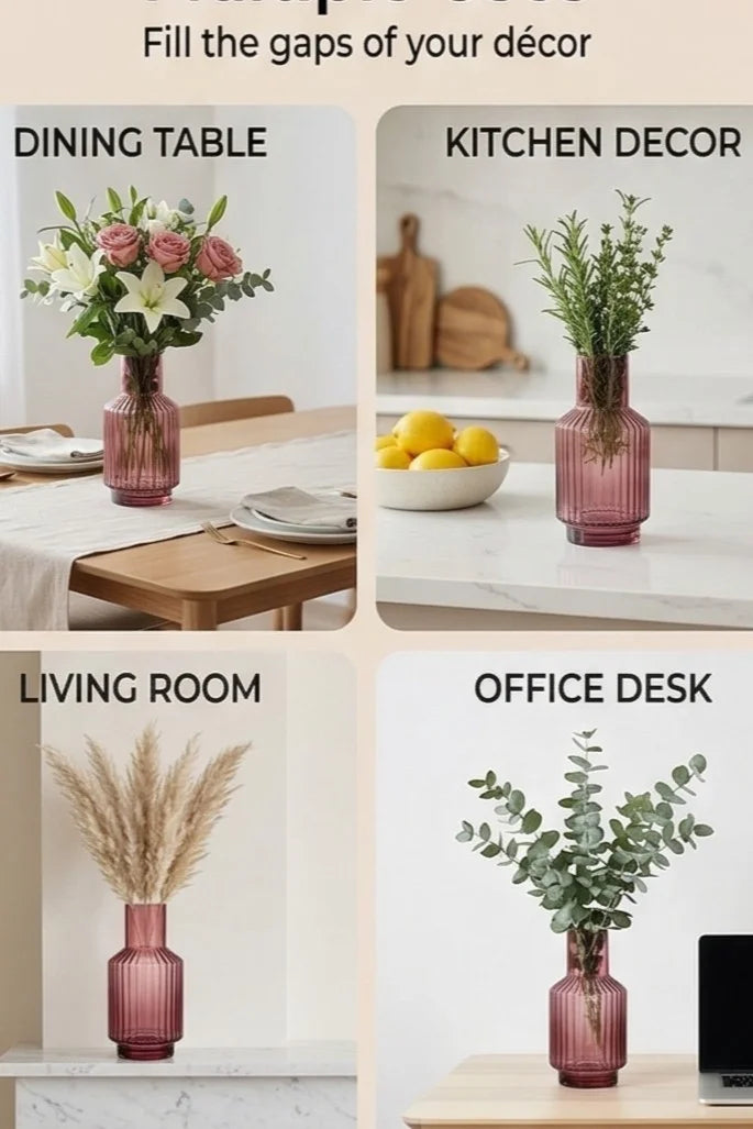 Eden Carafe Ribbed Glass Vase — Hand-Blown Glass from Firozabad, India — Décor Inspiration