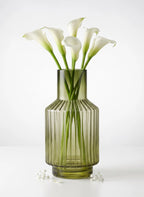 Eden Carafe Ribbed Glass Vase — Hand-Blown Glass from Firozabad, India — Tabletop View