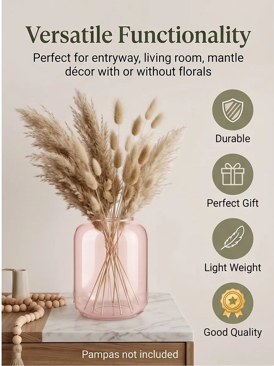 Misty Wide Jar Glass Vase — Hand-Blown Glass from Firozabad, India — Festive Styling
