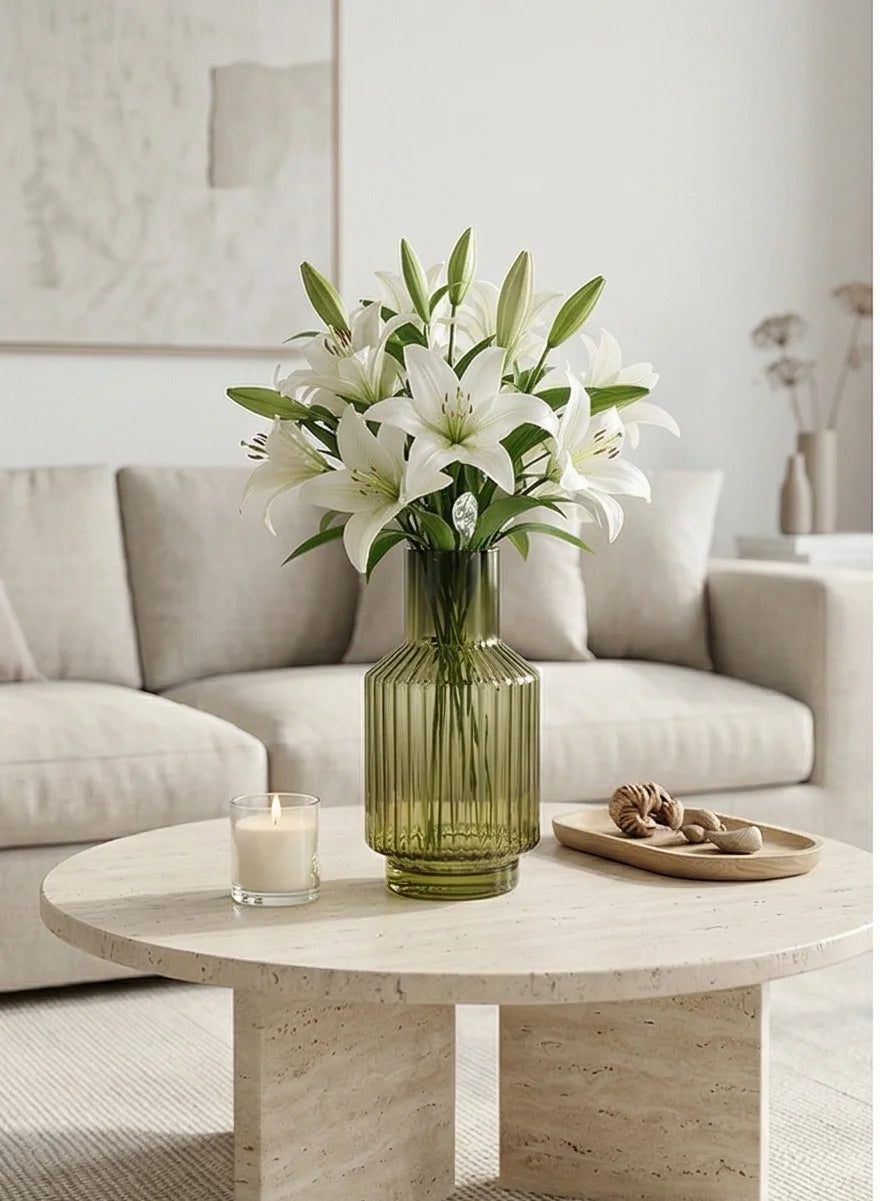 Eden Carafe Ribbed Glass Vase — Hand-Blown Glass from Firozabad, India — Corporate Gifting View