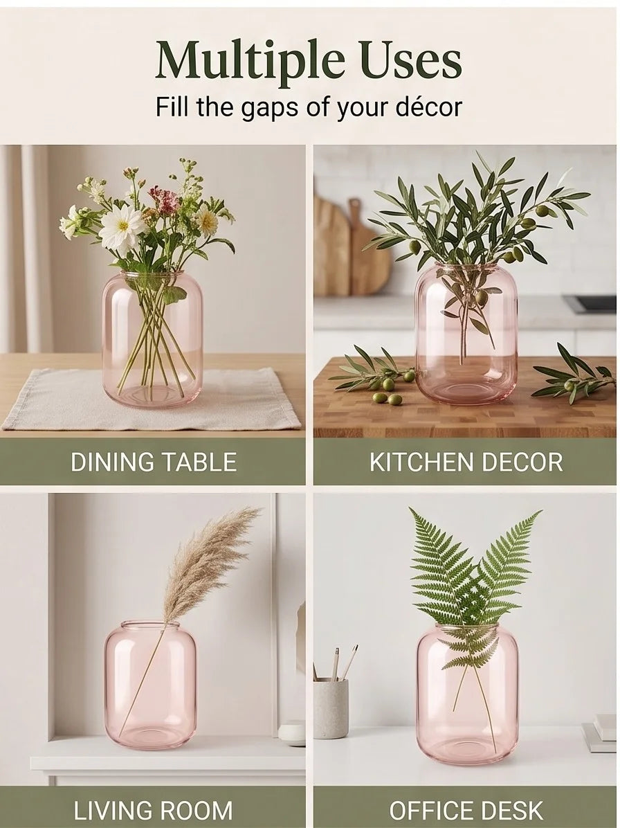 Misty Wide Jar Glass Vase — Hand-Blown Glass from Firozabad, India — In a Living Space