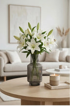Mist Carafe Ribbed Glass Vase — Hand-Blown Glass from Firozabad, India — Handcrafted Finish
