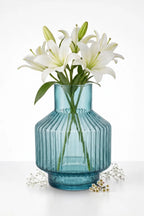 Prism Rib Lantern Glass Vase — Hand-Blown Glass from Firozabad, India — Detail Close-Up