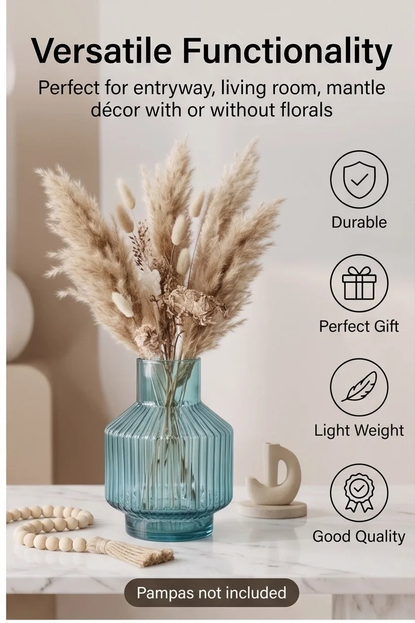 Prism Rib Lantern Glass Vase — Hand-Blown Glass from Firozabad, India — Lifestyle Setting