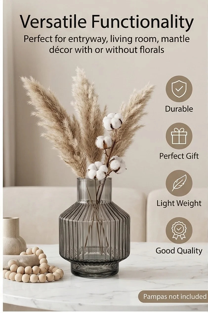 Prism Rib Lantern Glass Vase — Hand-Blown Glass from Firozabad, India — Top View