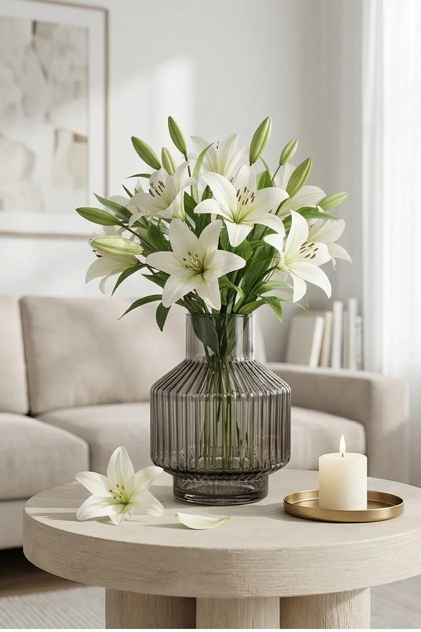Prism Rib Lantern Glass Vase — Hand-Blown Glass from Firozabad, India — Festive Styling
