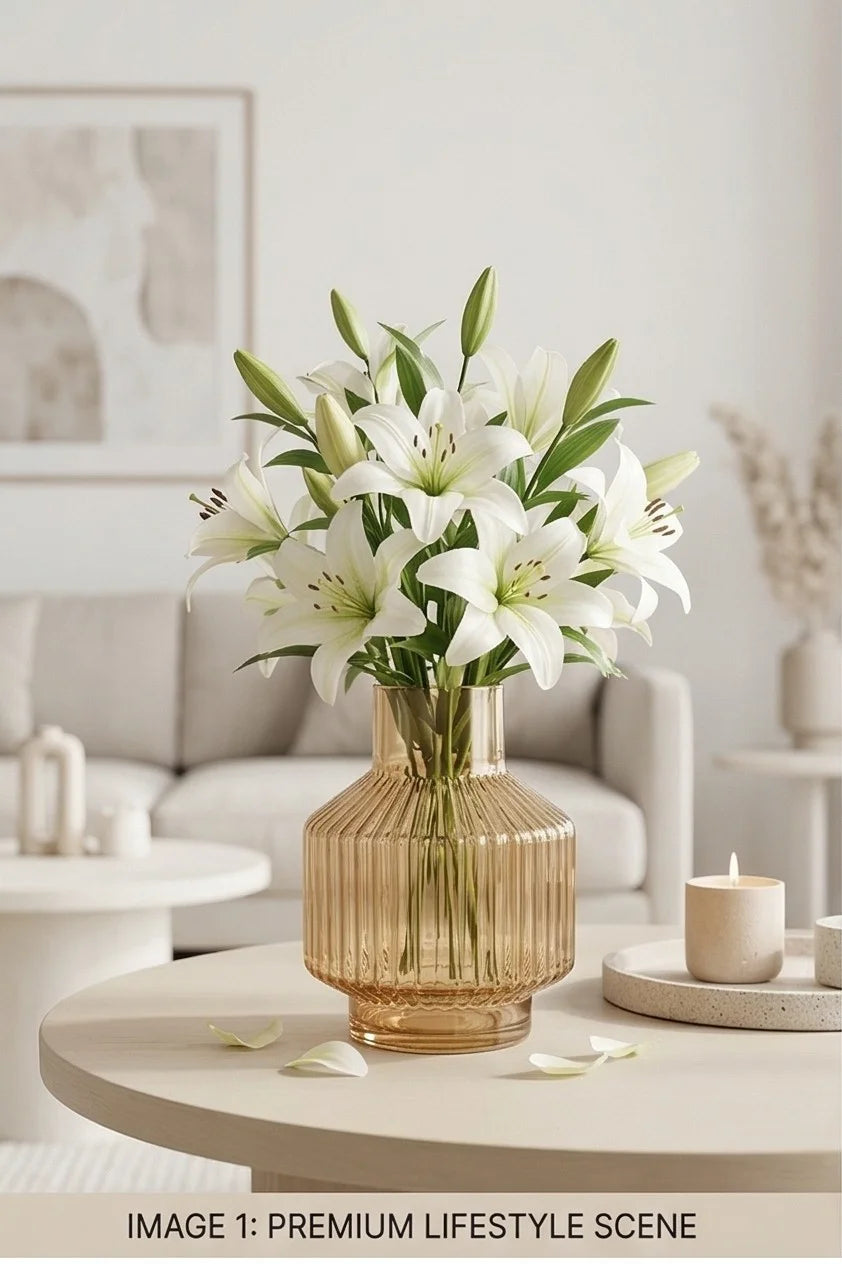 Beacon Rib Lantern Glass Vase — Hand-Blown Glass from Firozabad, India — Colour Variant