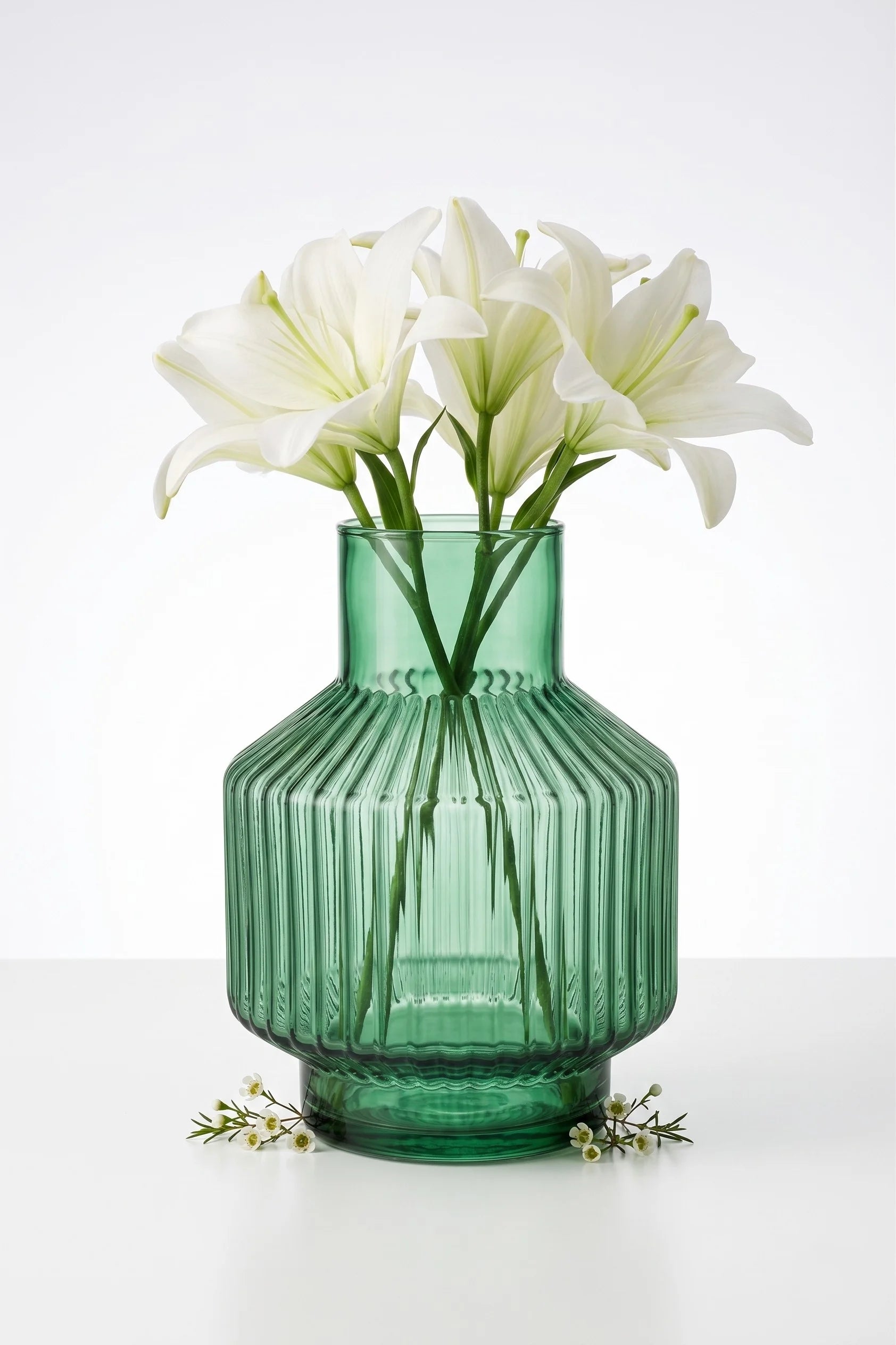 Beacon Rib Lantern Glass Vase — Hand-Blown Glass from Firozabad, India — Top View