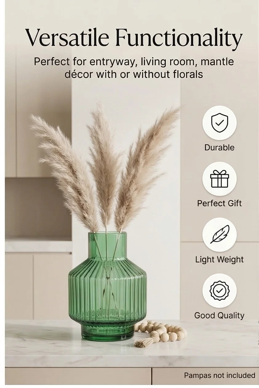 Beacon Rib Lantern Glass Vase — Hand-Blown Glass from Firozabad, India — Gifting Presentation
