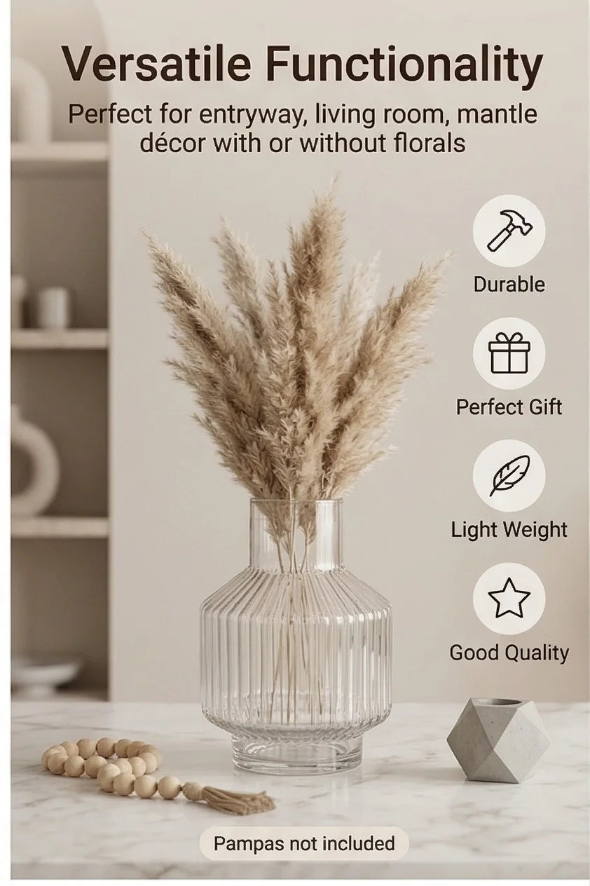 Prism Rib Lantern Glass Vase — Hand-Blown Glass from Firozabad, India — Light & Shadow