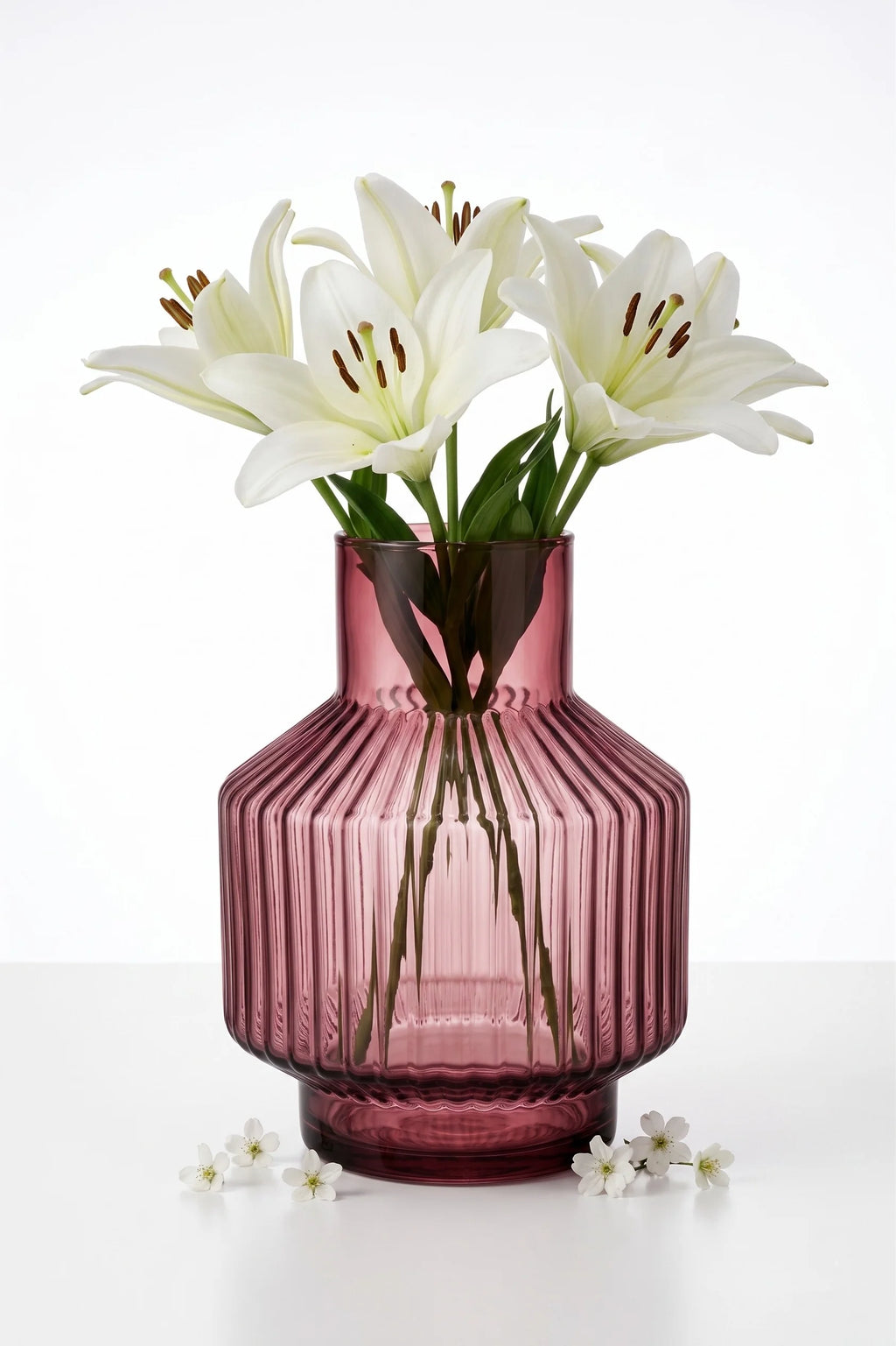 Prism Rib Lantern Glass Vase — Hand-Blown Glass from Firozabad, India — Curated Display