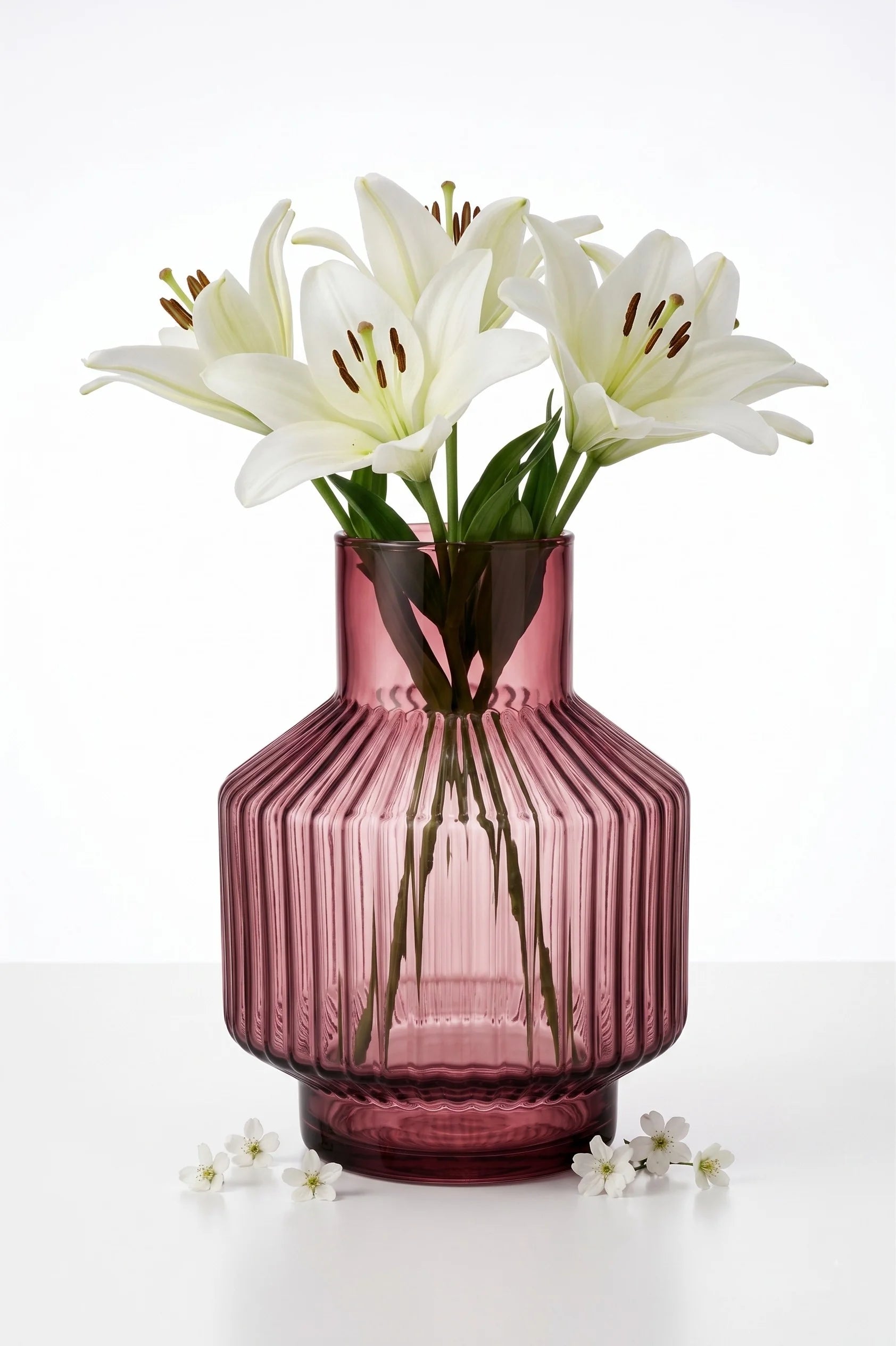 Beacon Rib Lantern Glass Vase — Hand-Blown Glass from Firozabad, India — Light & Shadow