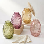 Harlequin Oval Embossed Glass Vase — Hand-Blown Glass from Firozabad, India | Floral Arrangements & Home Styling