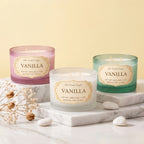 Vanilla 3-Wick Signature Glass Jar Candle | Large Luxury — Hand-Blown Glass from Firozabad, India — Lifestyle Setting