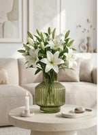 Beacon Rib Lantern Glass Vase — Hand-Blown Glass from Firozabad, India — Boho Styling