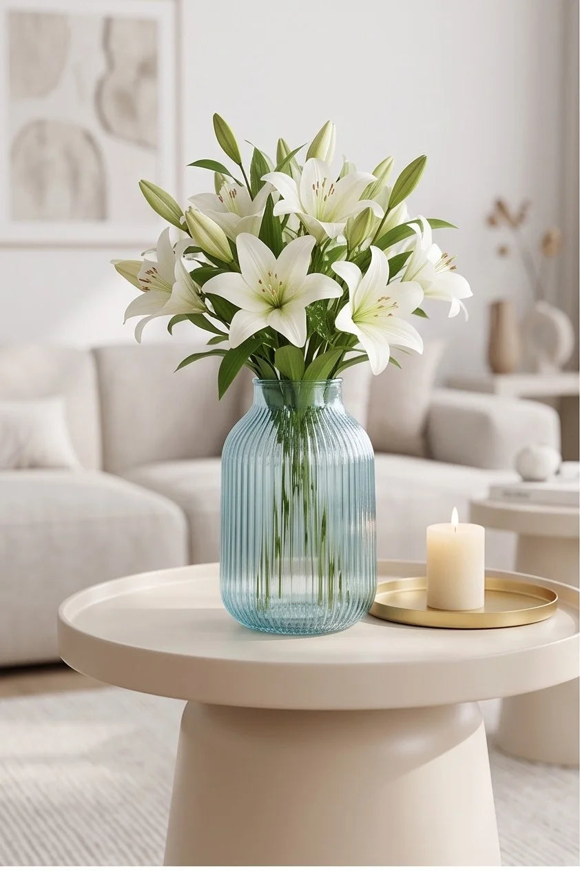 Breeze Jar Ribbed Glass Vase — Hand-Blown Glass from Firozabad, India — Colour Variant