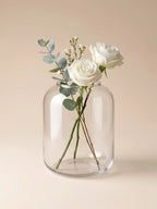 Misty Wide Jar Glass Vase — Hand-Blown Glass from Firozabad, India — Multi-Angle Showcase