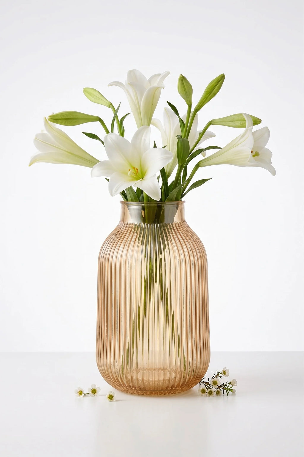 Terrace Jar Ribbed Glass Vase — Hand-Blown Glass from Firozabad, India — Top View