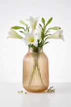 Terrace Jar Ribbed Glass Vase — Hand-Blown Glass from Firozabad, India — Top View