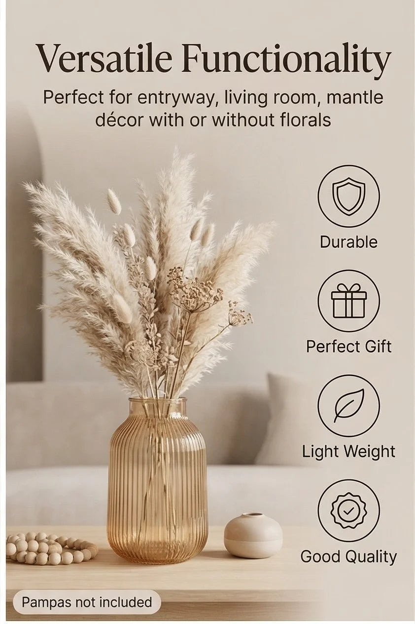 Terrace Jar Ribbed Glass Vase — Hand-Blown Glass from Firozabad, India — Gifting Presentation