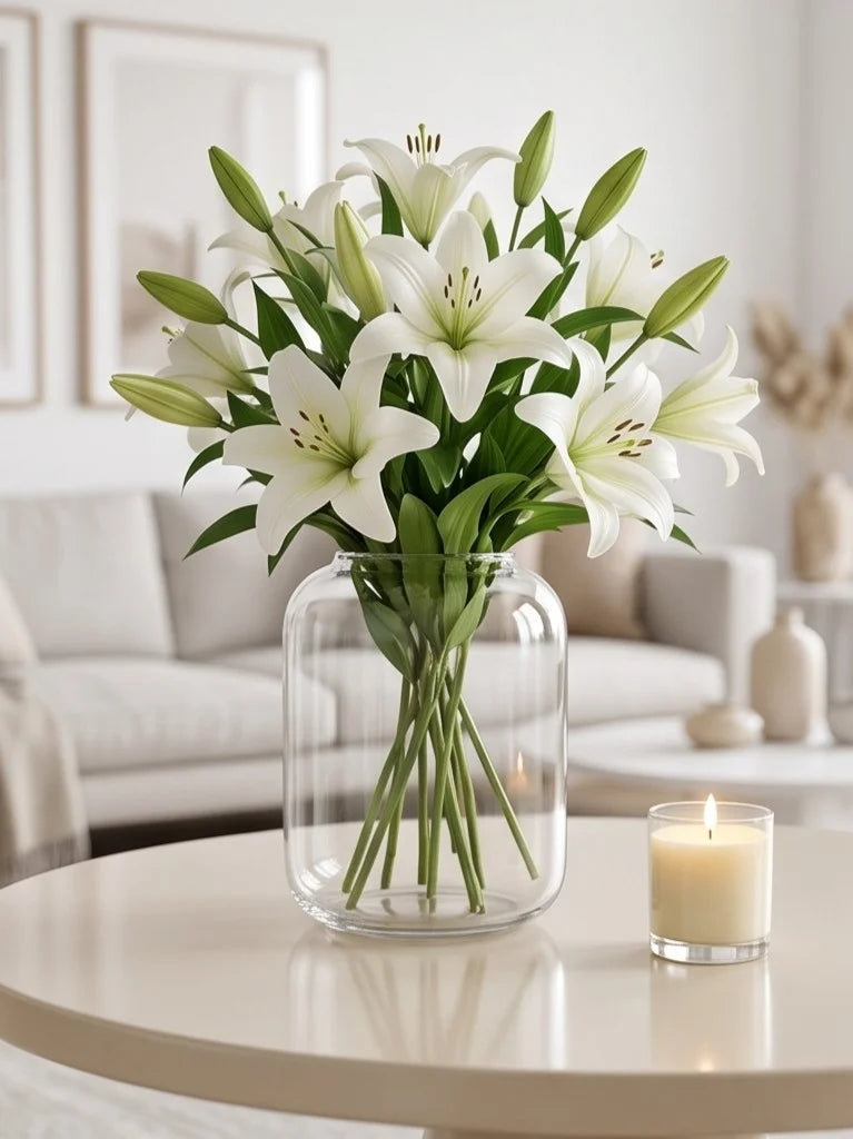 Misty Wide Jar Glass Vase — Hand-Blown Glass from Firozabad, India — Premium Detail