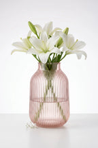 Terrace Jar Ribbed Glass Vase — Hand-Blown Glass from Firozabad, India — In a Living Space