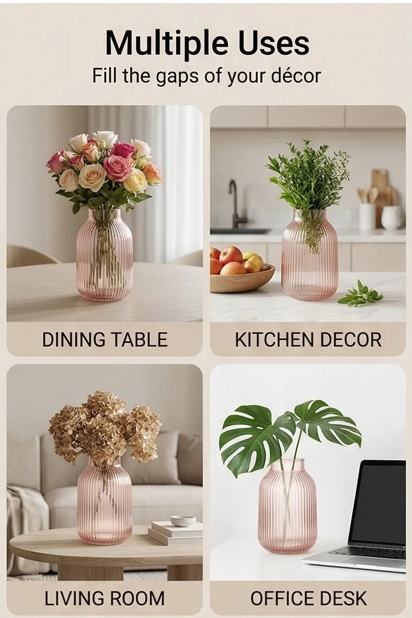 Breeze Jar Ribbed Glass Vase — Hand-Blown Glass from Firozabad, India — In a Living Space