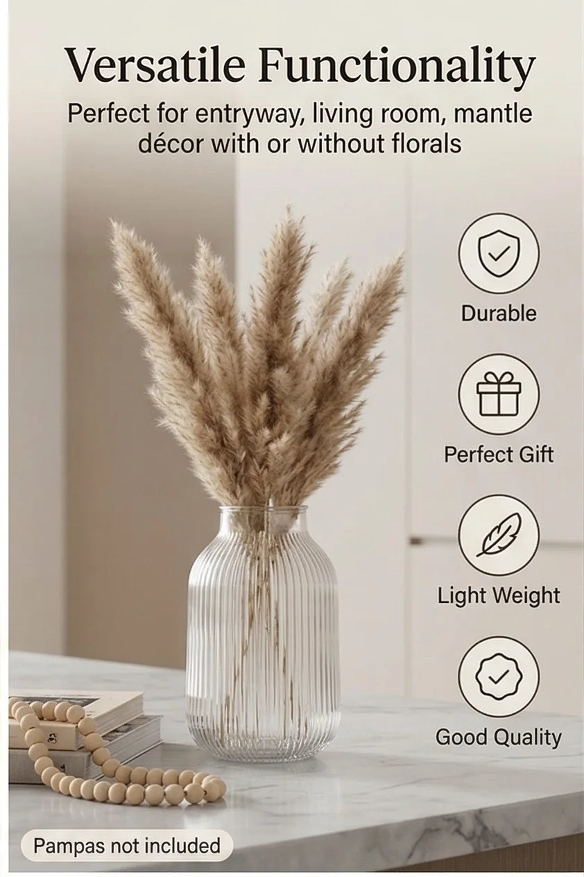 Breeze Jar Ribbed Glass Vase — Hand-Blown Glass from Firozabad, India — Premium Detail