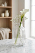 Breeze Jar Ribbed Glass Vase — Hand-Blown Glass from Firozabad, India — Curated Display