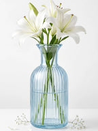 Genie Slim Ribbed Glass Vase — Hand-Blown Glass from Firozabad, India — Detail Close-Up