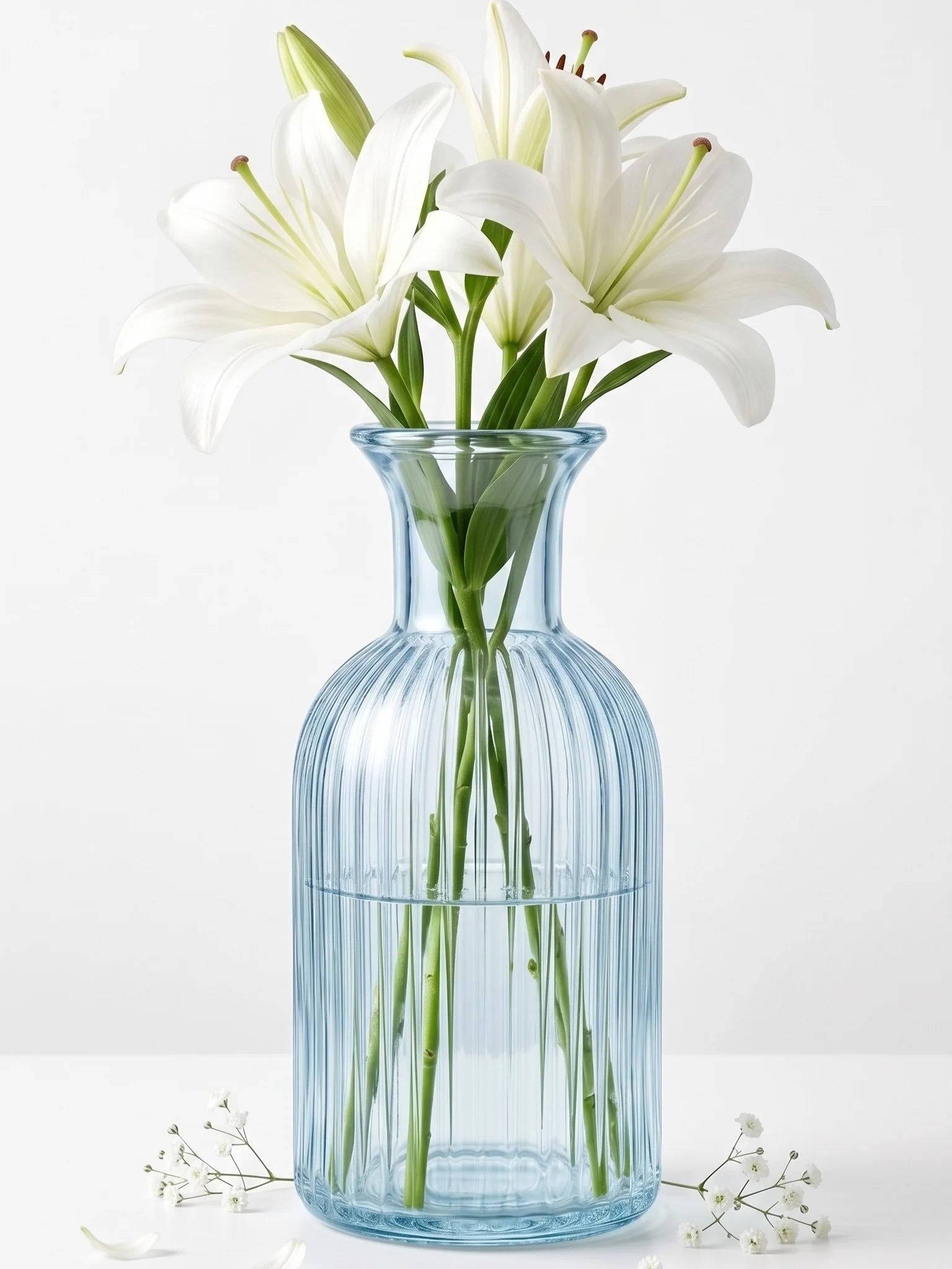 Genie Slim Ribbed Glass Vase — Hand-Blown Glass from Firozabad, India — Detail Close-Up