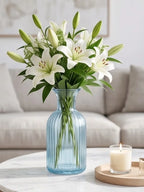 Genie Slim Ribbed Glass Vase — Hand-Blown Glass from Firozabad, India — Lifestyle Setting