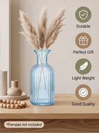 Genie Slim Ribbed Glass Vase — Hand-Blown Glass from Firozabad, India — Texture & Craftsmanship