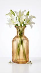 Genie Slim Ribbed Glass Vase — Hand-Blown Glass from Firozabad, India — Top View
