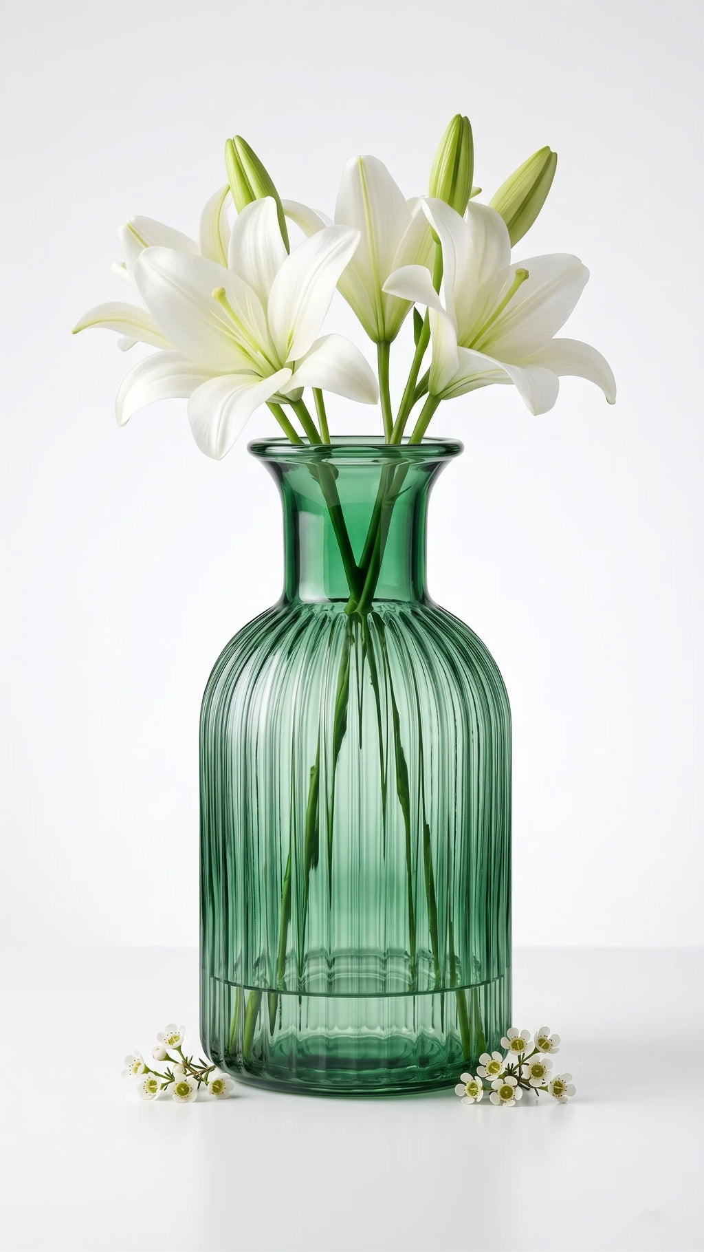 Genie Slim Ribbed Glass Vase — Hand-Blown Glass from Firozabad, India — Light & Shadow