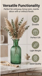 Genie Slim Ribbed Glass Vase — Hand-Blown Glass from Firozabad, India — Premium Detail