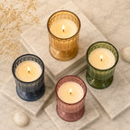 Sandalwood Goblet Glass Soy Wax Candle | Luxury Home Décor — Hand-Blown Glass from Firozabad, India — Styled for Home Décor