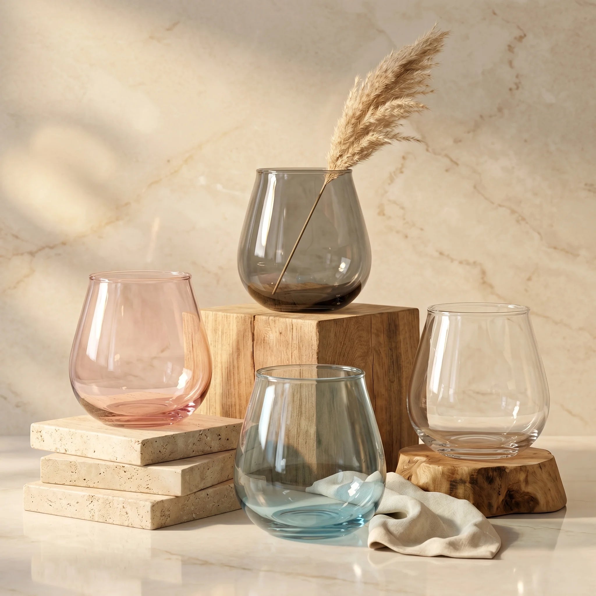 Luna Curve Smooth Glass Vase — Hand-Blown Glass from Firozabad, India | Floral Arrangements & Home Styling