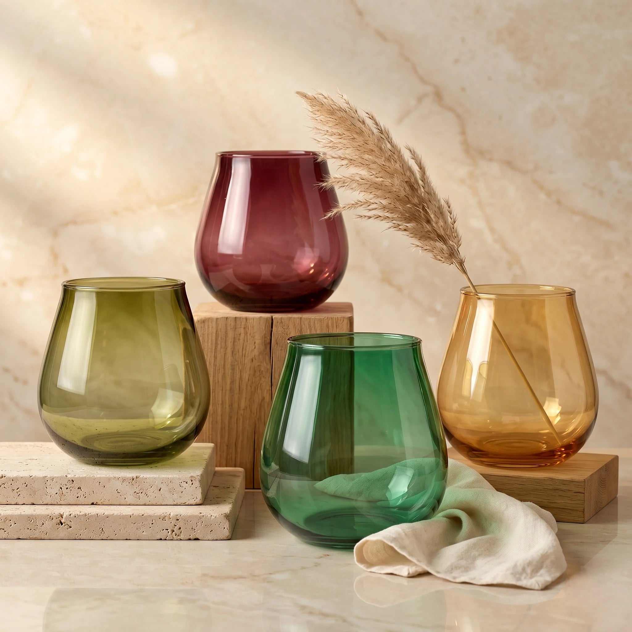 Ember Curve Smooth Glass Vase — Hand-Blown Glass from Firozabad, India | Floral Arrangements & Home Styling
