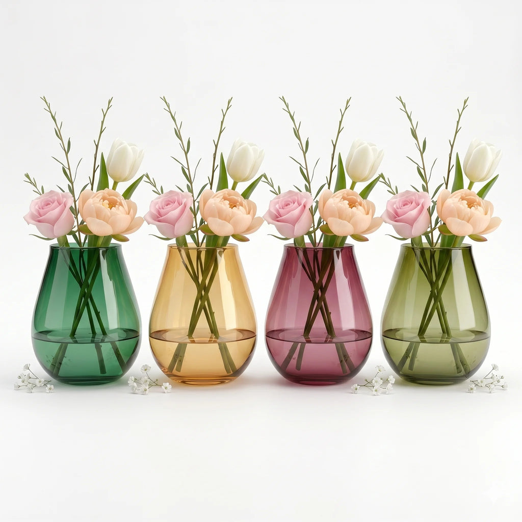 Ember Curve Smooth Glass Vase — Hand-Blown Glass from Firozabad, India — Styled for Home Décor