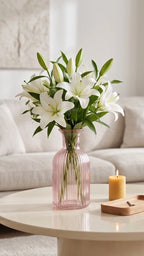 Wisp Slim Ribbed Glass Vase — Hand-Blown Glass from Firozabad, India — Top View