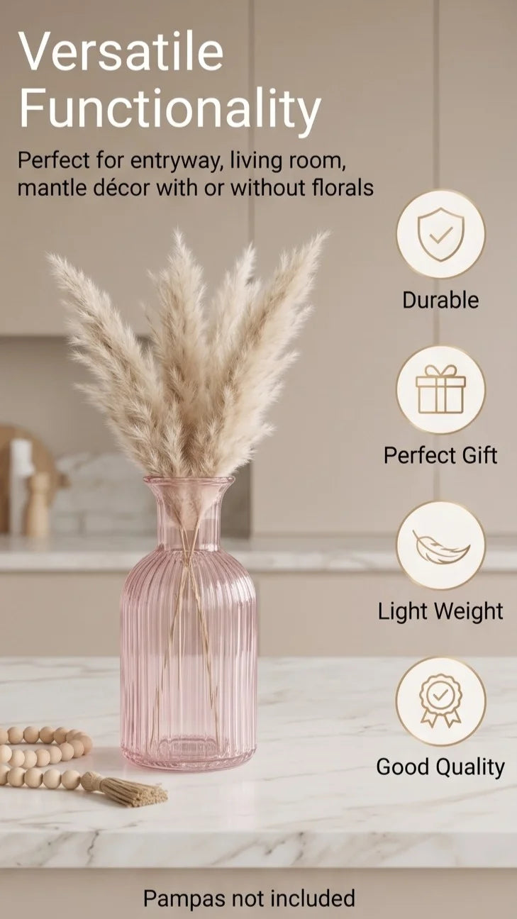 Wisp Slim Ribbed Glass Vase — Hand-Blown Glass from Firozabad, India — Gifting Presentation
