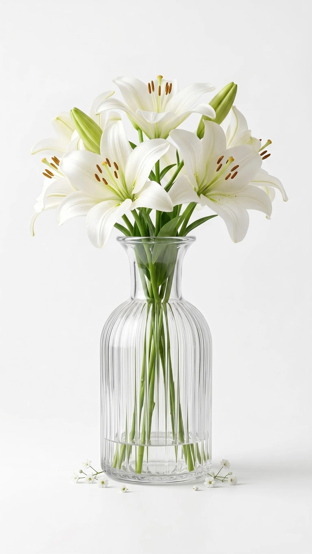 Wisp Slim Ribbed Glass Vase — Hand-Blown Glass from Firozabad, India — Curated Display