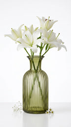 Wisp Slim Ribbed Glass Vase — Hand-Blown Glass from Firozabad, India — Styled for Home Décor