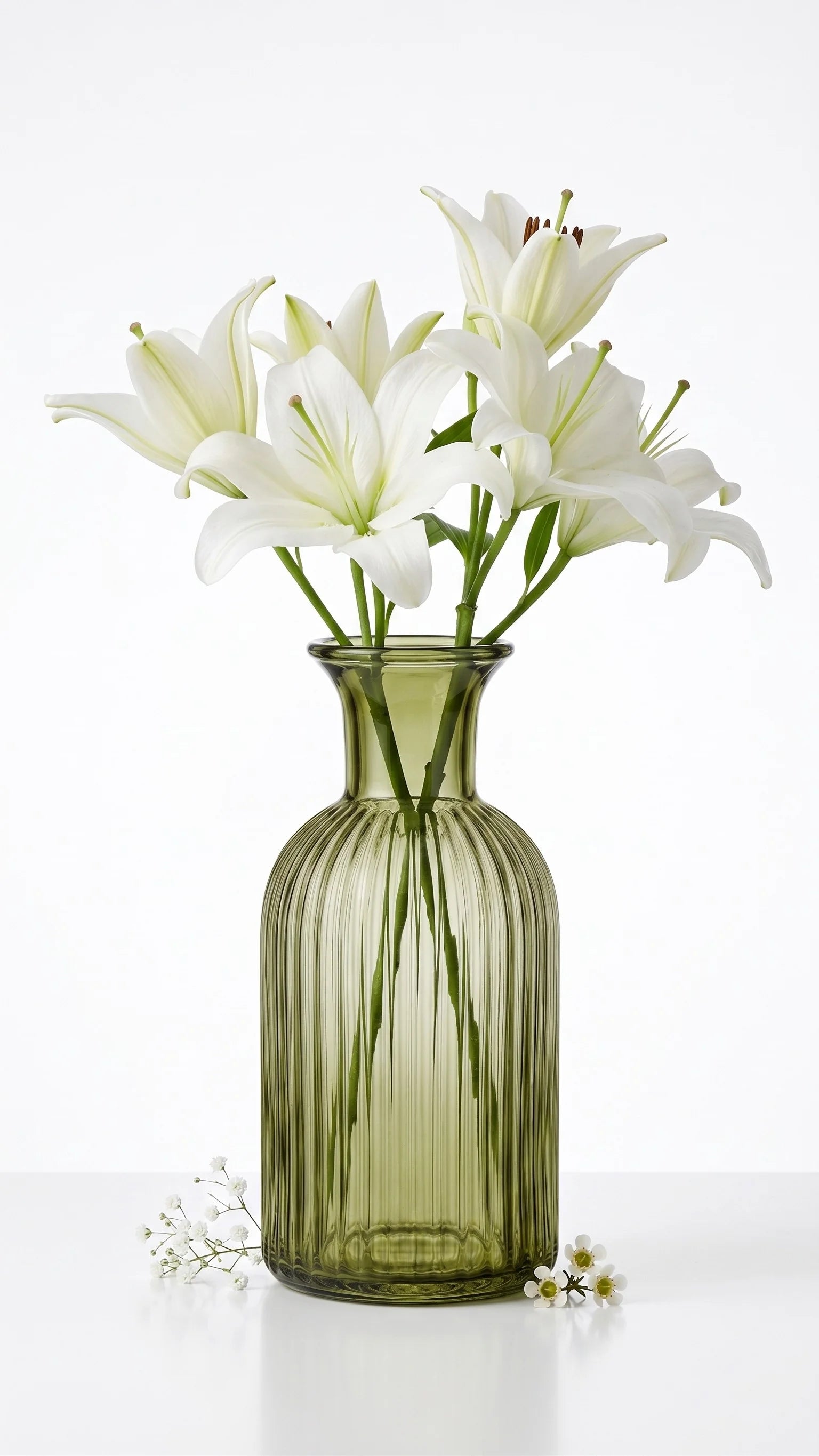 Wisp Slim Ribbed Glass Vase — Hand-Blown Glass from Firozabad, India — Styled for Home Décor