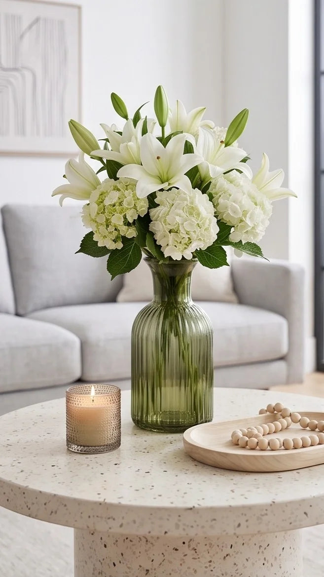 Wisp Slim Ribbed Glass Vase — Hand-Blown Glass from Firozabad, India — Detail Close-Up