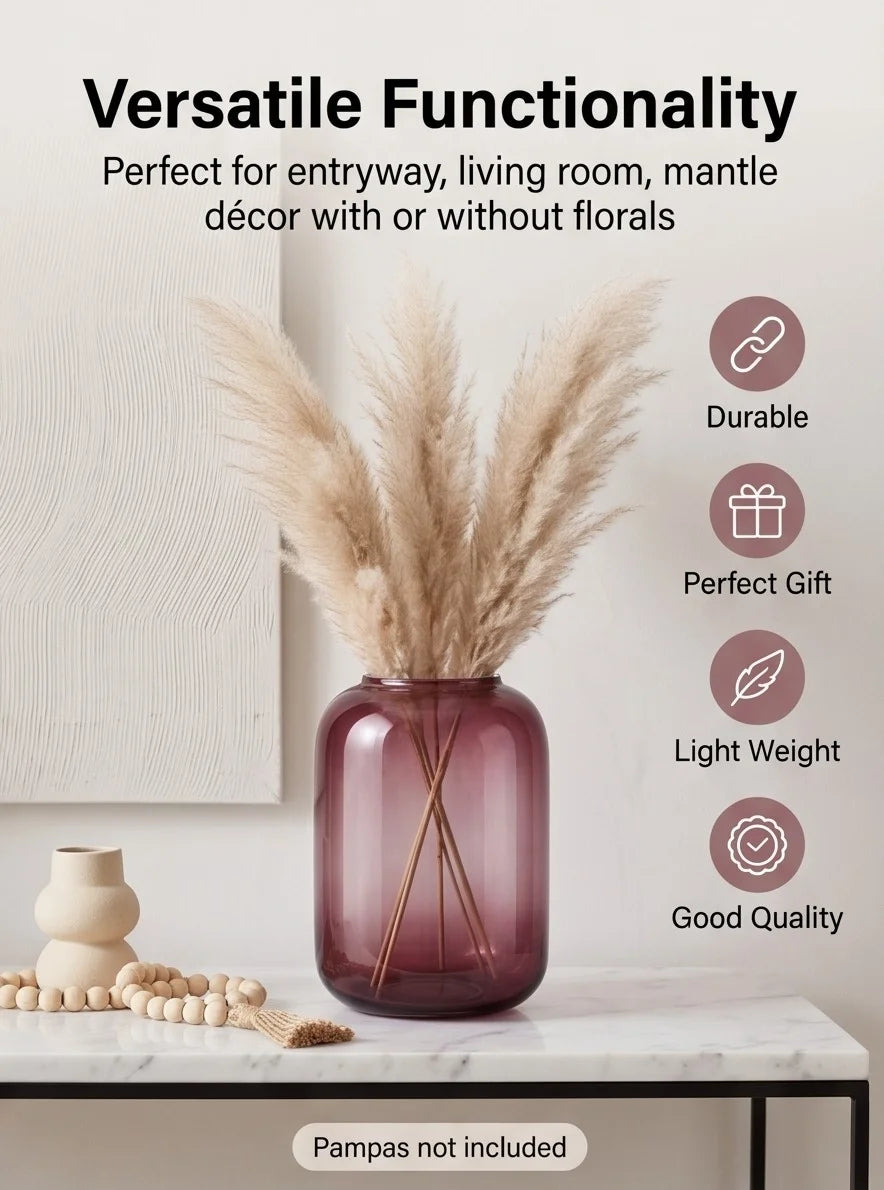 Botanist Wide Jar Glass Vase — Hand-Blown Glass from Firozabad, India — Premium Detail