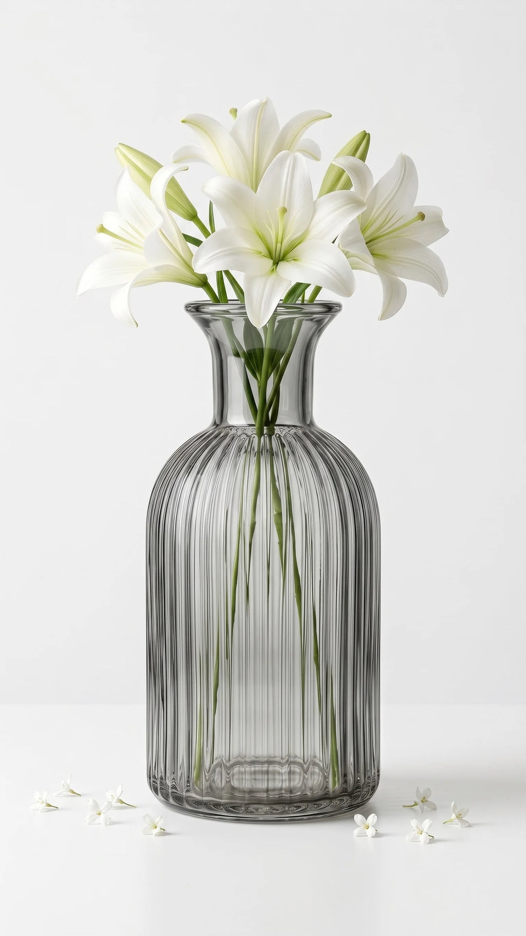 Wisp Slim Ribbed Glass Vase — Hand-Blown Glass from Firozabad, India — In a Living Space