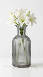 Wisp Slim Ribbed Glass Vase — Hand-Blown Glass from Firozabad, India — In a Living Space