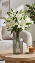 Wisp Slim Ribbed Glass Vase — Hand-Blown Glass from Firozabad, India — Light & Shadow